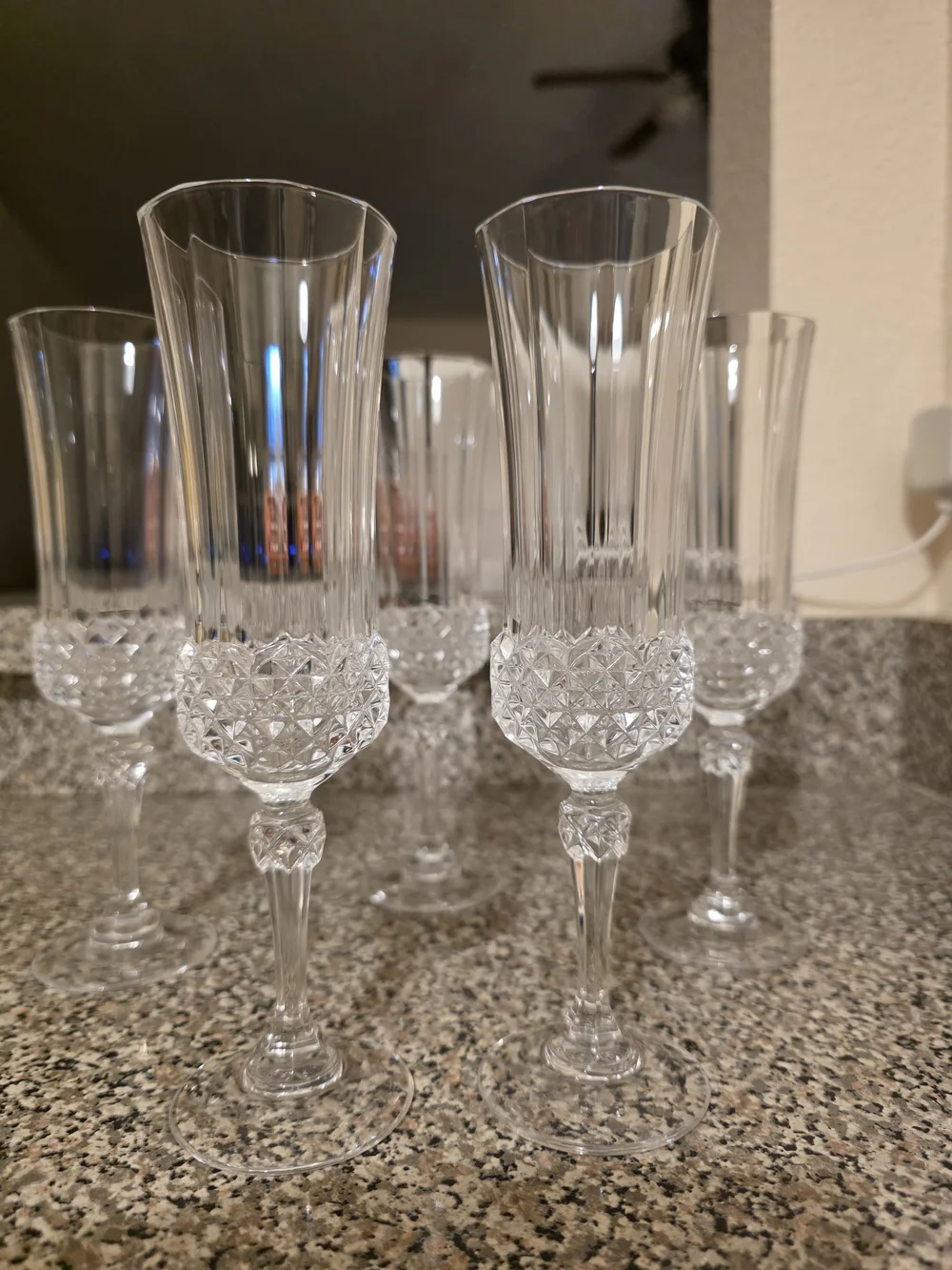 Cristal D'Arques Valencay Champagne Flutes Set Of 5 Made In France Very Nice!!